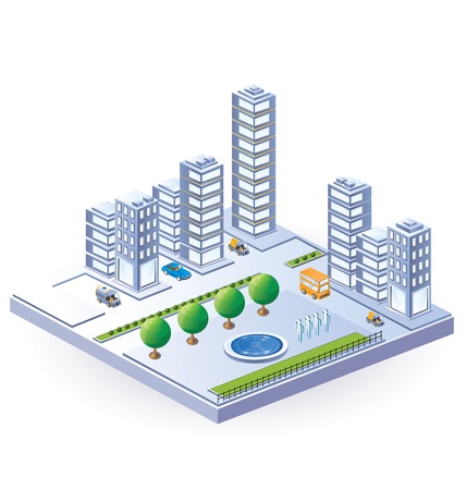 Isometric image of a fragment of the city on a white backgroundのイラスト素材