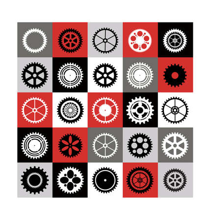 A mosaic consisting of gear of different colorのイラスト素材