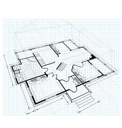 Plan a country house on a white backgroundのイラスト素材