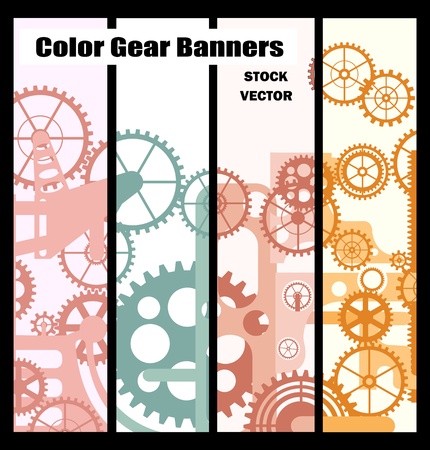 Different color options for banners with gearsのイラスト素材
