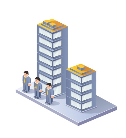 Town in isometric view with the landscapeのイラスト素材