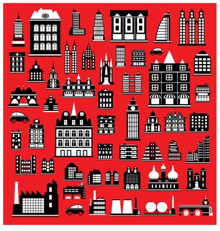Various variants of houses on the redのイラスト素材