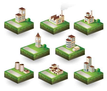 Set of vector icons isometric to the city themeのイラスト素材