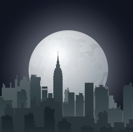 night city against the evening sunのイラスト素材