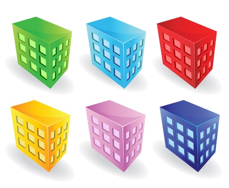 Isometric vector images urban houses of different colors  Can be used as icons のイラスト素材