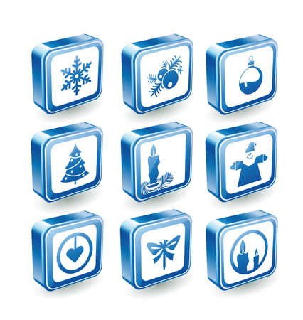Isometric vector icons for the holiday Christmasのイラスト素材