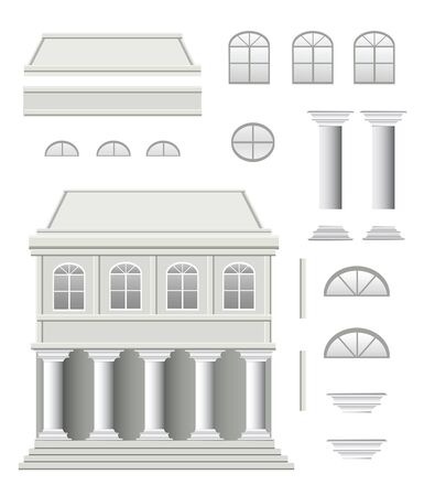 set of antique house on a white backgroundのイラスト素材