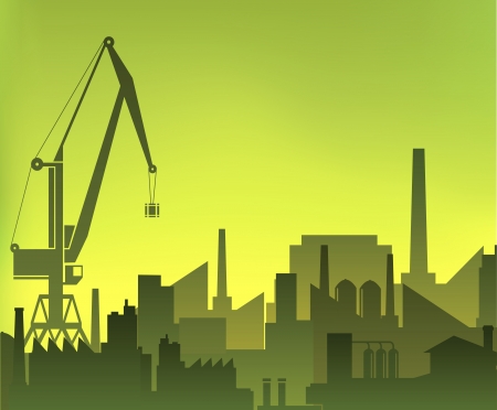 Industrial Plant at sunset the sunのイラスト素材