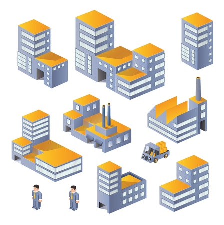 Buildings in the isometricのイラスト素材