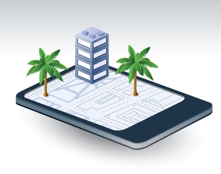 Isometric fantasy of the city and the communicationのイラスト素材