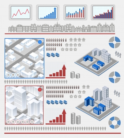 Isometric set of elements for infographicのイラスト素材