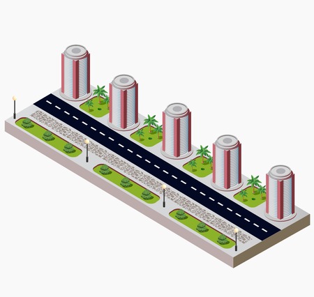 Town in isometric view with the landscapeのイラスト素材