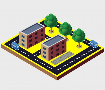Vector isometric buildings. Industrialのイラスト素材