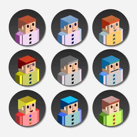 People in different colors on a gray backgroundのイラスト素材
