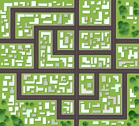 Plan of the city with streets and housesのイラスト素材