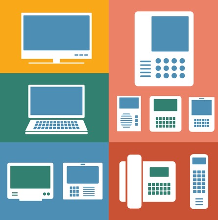 Set of images of different computers and monitorsのイラスト素材