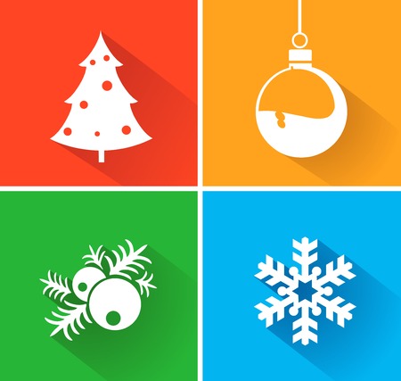 Christmas balls Christmas tree silhouette. Set of silhouettes on a color backgroundのイラスト素材