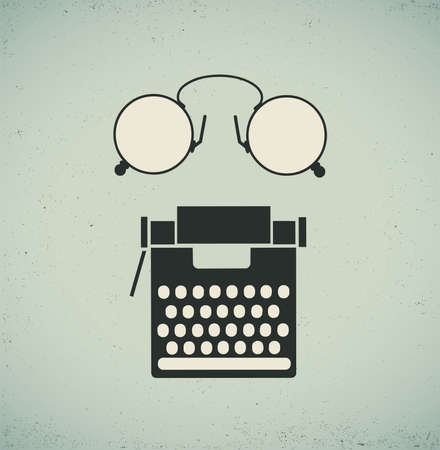 Retro vintage collage of a typewriter and eyeglassesのイラスト素材