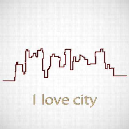 Silhouette of the city in the form of a thin shadow lineのイラスト素材