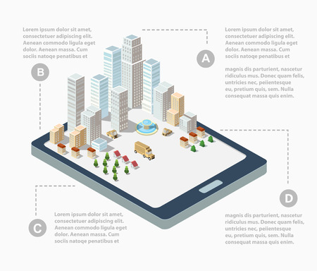 Supermarkets, skyscrapers and office buildings in urban areas of large citiesのイラスト素材