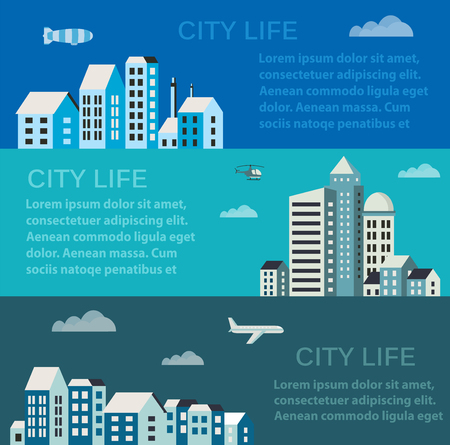 City infographics in a flat style of the houses and buildingsのイラスト素材