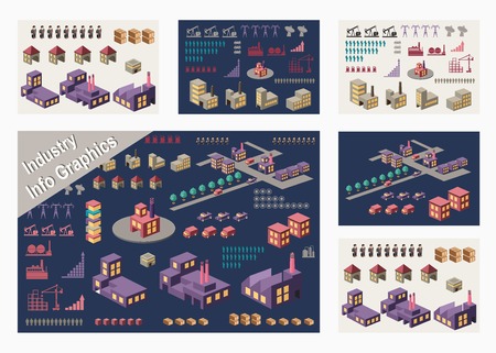 Set of infographic elements for urban and industrial themeのイラスト素材