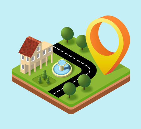 Information sign in the city, showing the location of houses, streets, and places of residenceのイラスト素材