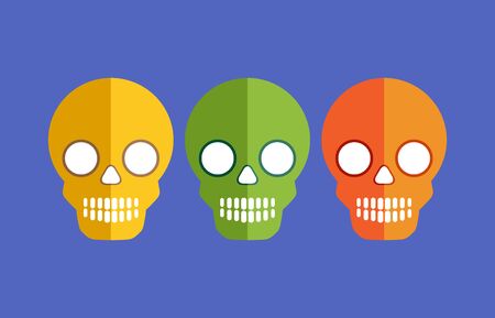 Set in a flat style of Skulls for Halloween and holidays. Skull for t-shirts. Skull Halloweenのイラスト素材