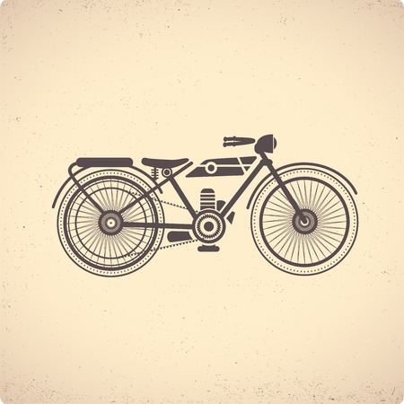 Retro motorcycle in vintage retro style on vintage backgroundのイラスト素材