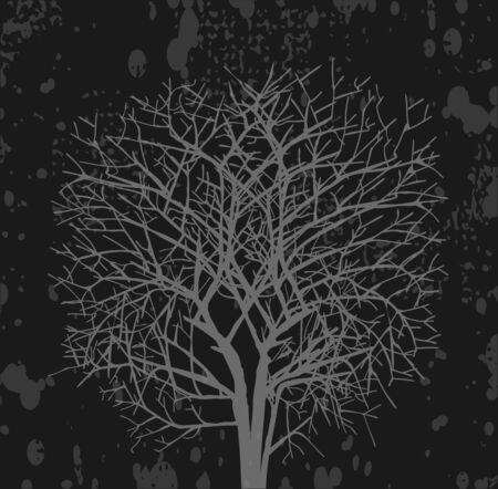 Dark silhouette of a large tree at night. For the posters, posters, t-shirts and designs.のイラスト素材