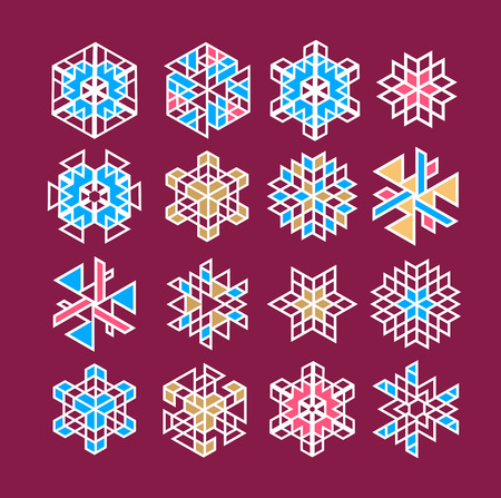Icons set of snowflakes. Christmas icons. Linear iconsのイラスト素材