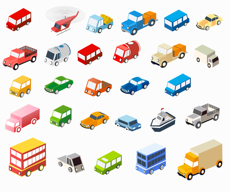 The isometric flat cars  set of vehicles for creativity and designのイラスト素材