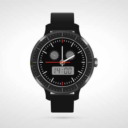 The design of modern and fashionable watch with a black dial and arrowsのイラスト素材