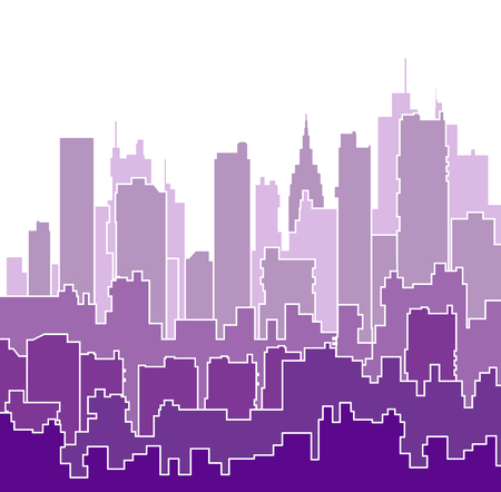 Color shades of purple silhouette of the landscape of the modern cityのイラスト素材