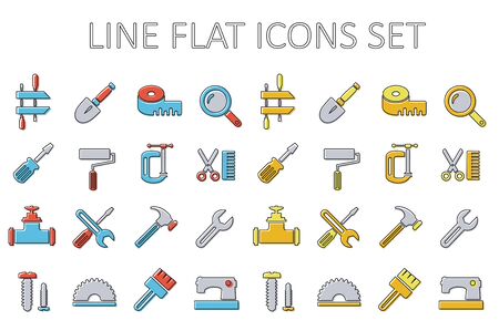 Set of building tools icons Linearのイラスト素材
