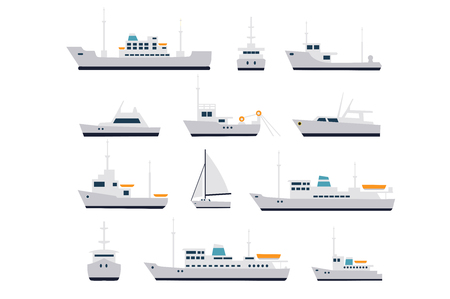 Set of fishing vessels and cruiseのイラスト素材