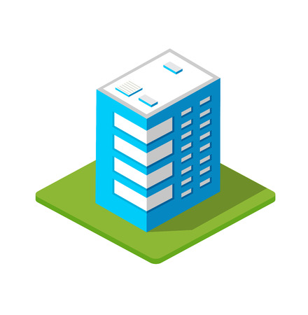 Isometric 3d private house real estate decorative icons. Architecture agency, property and home. Isolated cartoon illustration of building symbol for webのイラスト素材