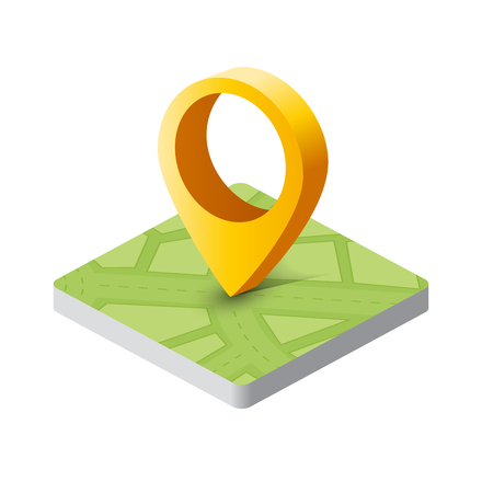 Isometric pin icon on the navigation map for positioning travel and transportのイラスト素材