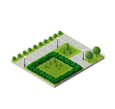 Isometric buildings city parkのイラスト素材
