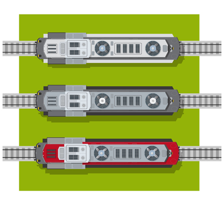 Electric locomotive of railways top view from above. Transport elements for building a city planのイラスト素材