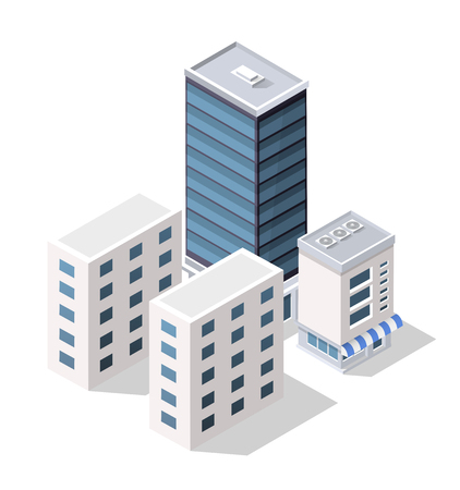 Isometric view of buildings vector illustration.のイラスト素材