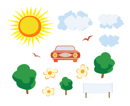 Set of urban infrastructure on white background.のイラスト素材