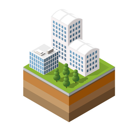 Isometric icon illustration of a modern city dimensional views of a skyscrapers.のイラスト素材