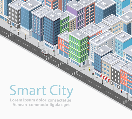 Isometric urban conceptual city illustration.のイラスト素材