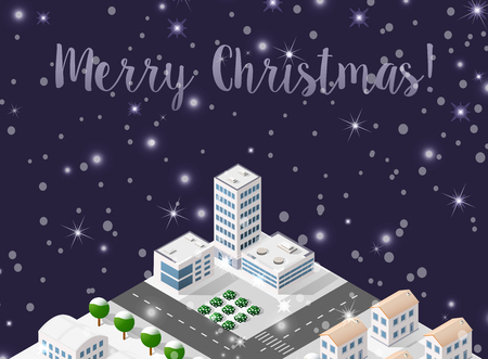 Christmas winter city backgroundのイラスト素材