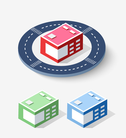 Colorful 3D isometric city Vector illustration.のイラスト素材