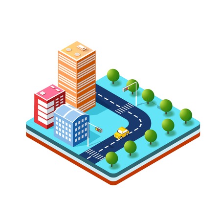 Colorful 3D isometric city.のイラスト素材