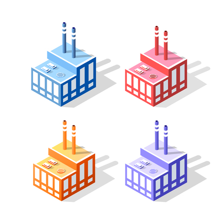 Set of colored colorful 3D factory graphic design illustration.のイラスト素材