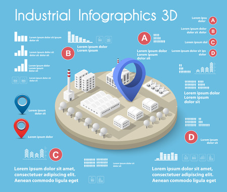 Industrial graphic information with city isometric illustration.のイラスト素材