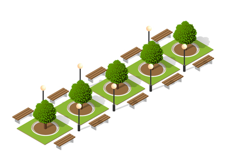 Trees of a park benchのイラスト素材